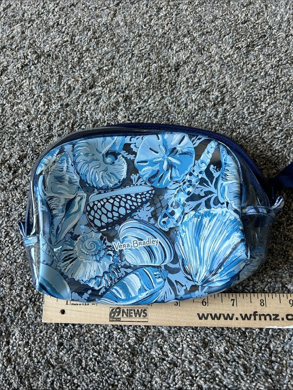 Vera Bradley Blue Seashell Vinyl Cosmetic Case